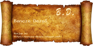 Bencze Dezső névjegykártya