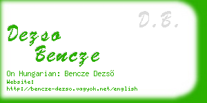 dezso bencze business card